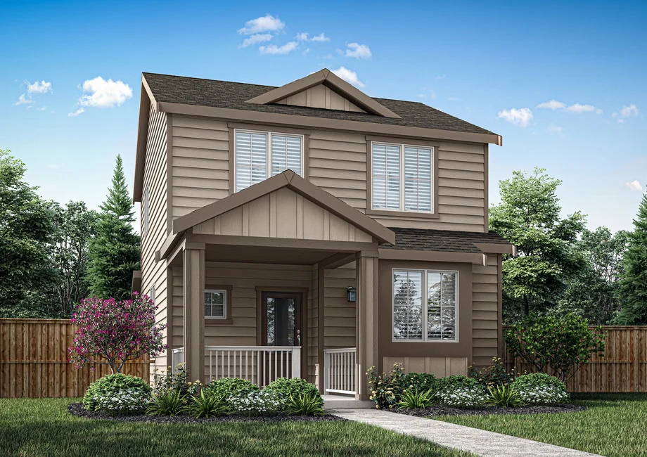 Santiam model home at Dove Landing — front exterior (real photo)